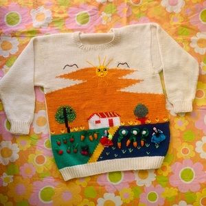 SOLD VTG 1980s Sunset Cabin Sweater